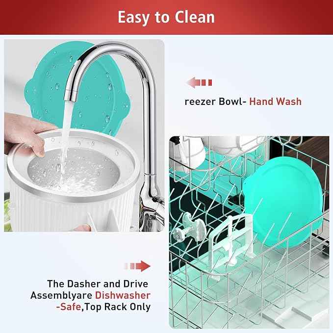Ice Cream Attachment for KitchenAid Mixer, Ice Cream Bowl Compatible with 4.5Qt and 6QT Or Larger Stand Mixers KitchenAid Attachment, Frozen Yogurt & Sorbet Gelato Maker Attachment, 2 Qt With lid