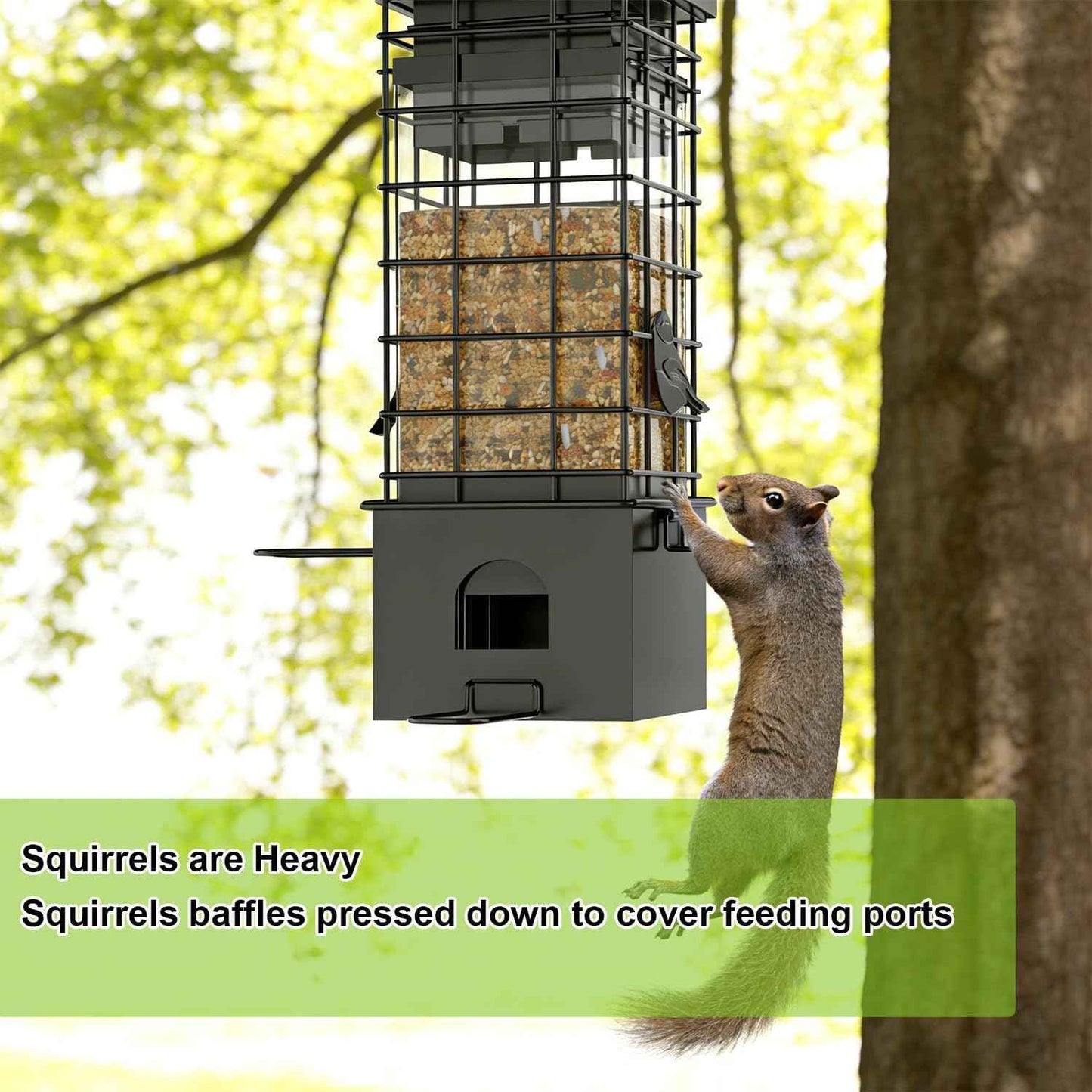 KRUOO Heavy Duty Metal Squirrel Proof Bird Feeder, 2.5LB Large Capacity, Weather Resistant, Easy Refill & Clean, Hanging Wild Bird Feeder