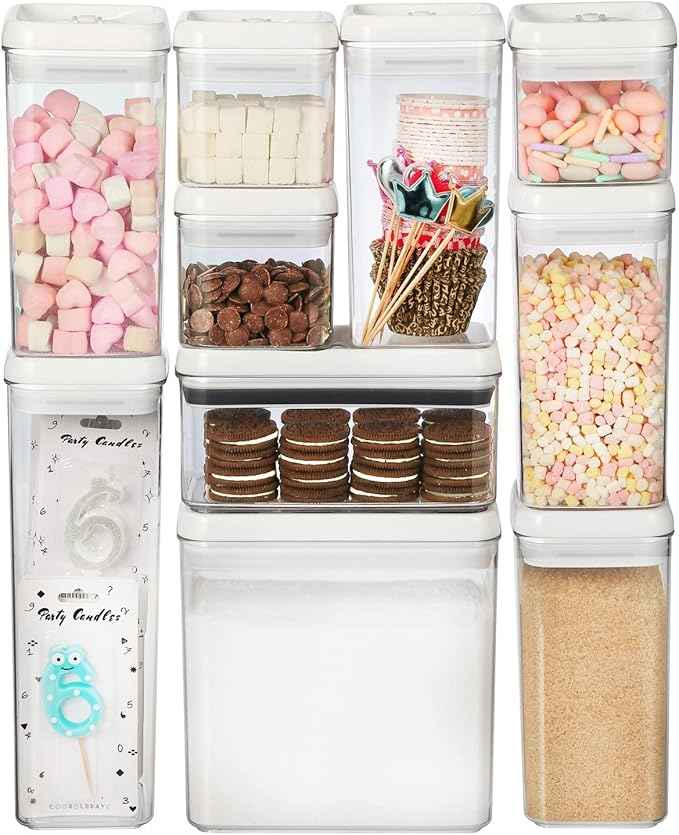 Felli Flip Tite Food Storage Container with Lid Airtight 4" Ring Seal Flip Top, Stackable Acrylic Canister Jar for Pantry Kitchen Counter, Snack Coffee Bean Granola Pet Treats Cracker Holder (1.2 L)