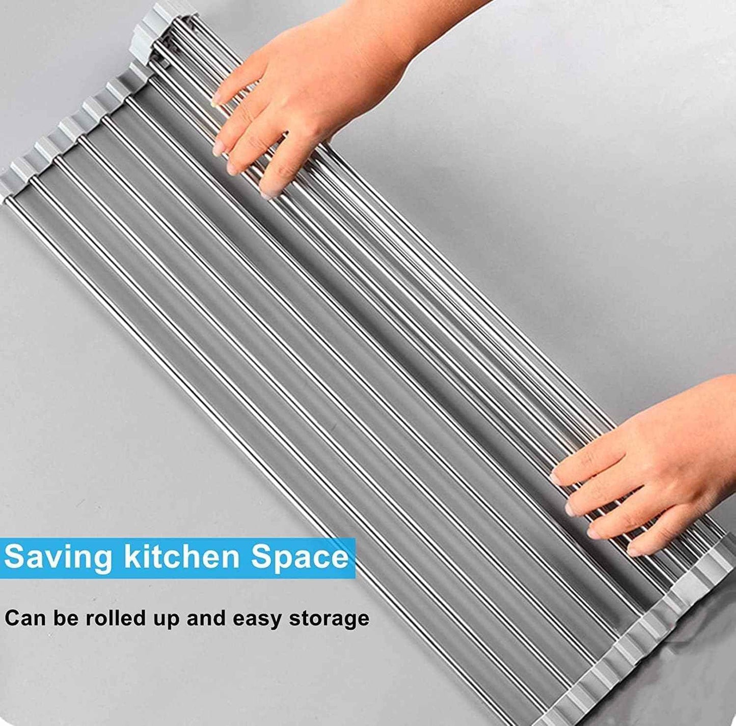 Seropy Extra Large 20.5"x13.7" Roll Up Dish Drying Rack Over The Sink Dish Drainer for Kitchen Counter, Sink Drying Rack Drying Mat Folding Rack Kitchen Sink Organizer Home Essentials