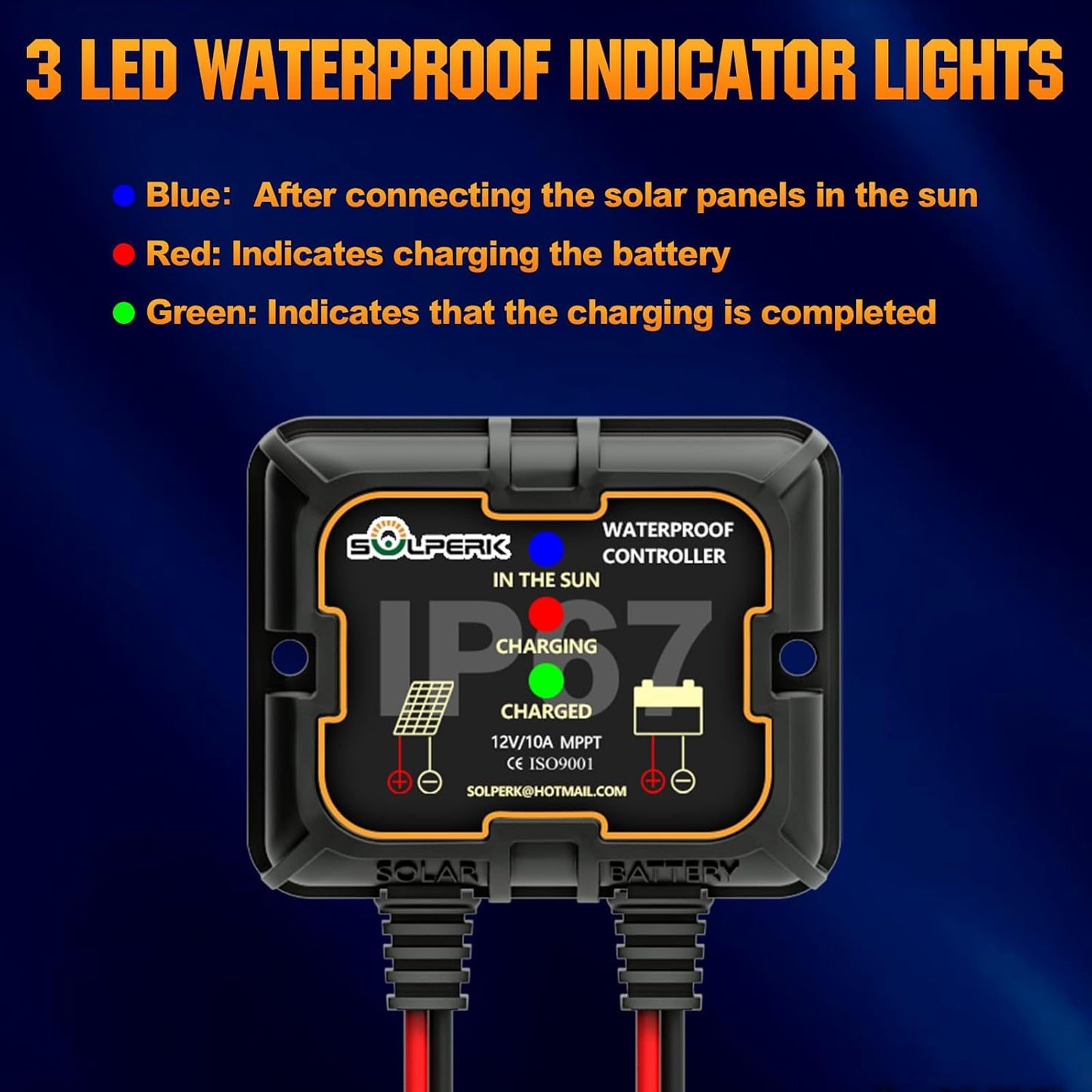 SOLPERK 100W Solar Battery Charger Solar Battery Maintainer + Upgrade 10A MPPT Charge Controller + Adjustable Mount Bracket for Car RV Boat Motorcycle，12V Waterproof Solar Panel Kit Trickle Charging