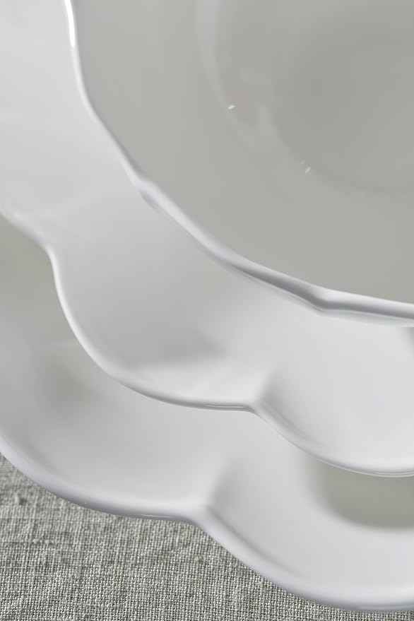 Lenox Dinnerware Set, Studio 1414 Scallop 12-Piece Set, Service For 4, Bone China Material, Dishwasher & Microwave Safe, Home And Kitchen, Kitchen And Dining, Plates And Bowls Sets (White, 12 Pieces)