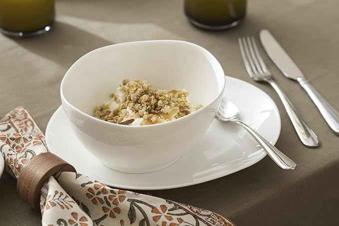 Lenox Dinnerware Set, Studio 1414 Curve 16-Piece Set, Service For 4, Bone China Material, Dishwasher & Microwave Safe, Home And Kitchen, Kitchen And Dining, Plates And Bowls Sets (White, 16 Pieces)