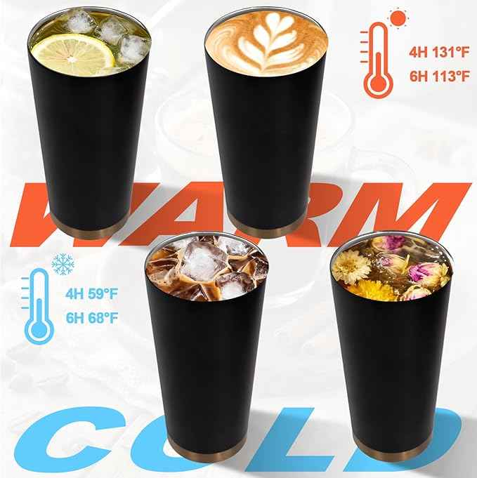 Insulated Coffee Tumbler 17.9oz 530ml Travel Coffee Mug 316 Stainless Steel Dual Drink Openings Leakproof Lid Reusable Insulated Coffee Mug Hot and Cold Ideal Travel Mug for Coffee Lover Daily
