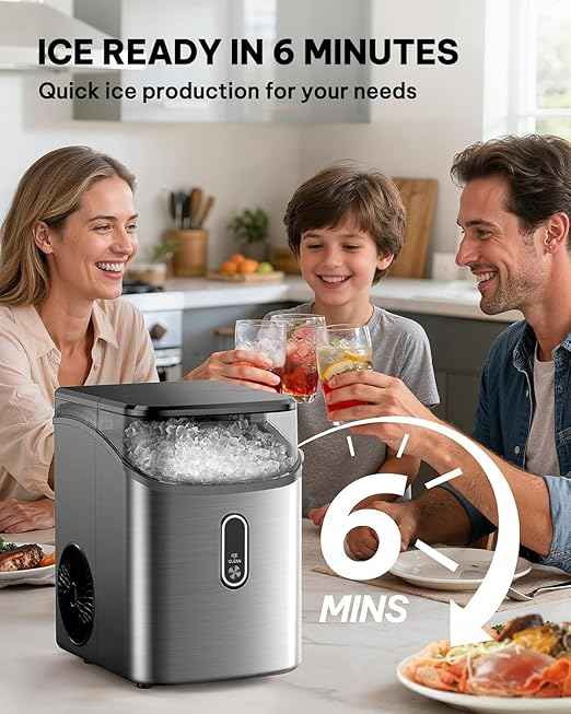 Silonn Nugget Ice Maker Countertop-Soft Chewable Pebble Ice Machine with One-Click Operation & Self-Cleaning Function, 33lbs Ice Per 24 Hours, Stainless Steel Design for Home, Kitchen & Bar