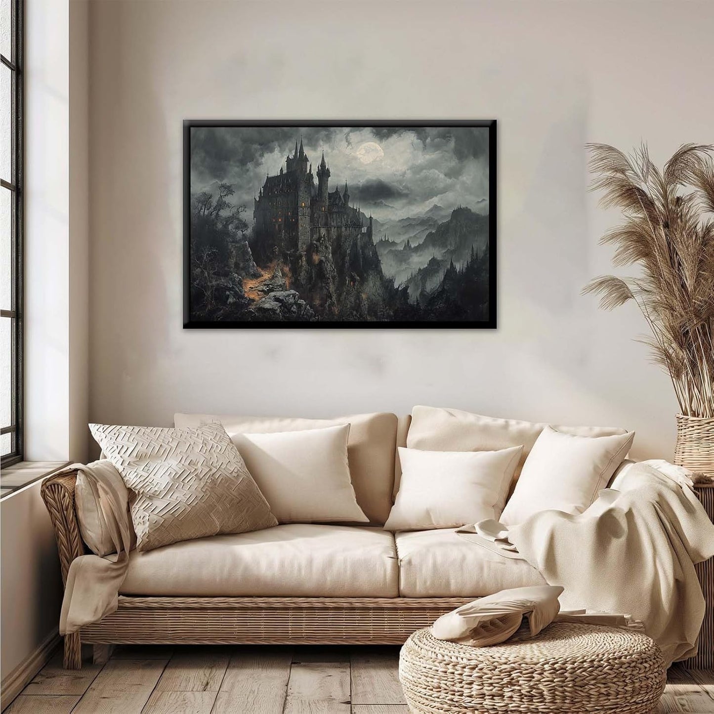 JFHCQJPK Vintage Castle Poster Dark Academy Victorian Gothic Castle Wall Art Poster Moody Mystical Art Print Suitable for Home Living Room Bedroom20x30in Metal blackFramed