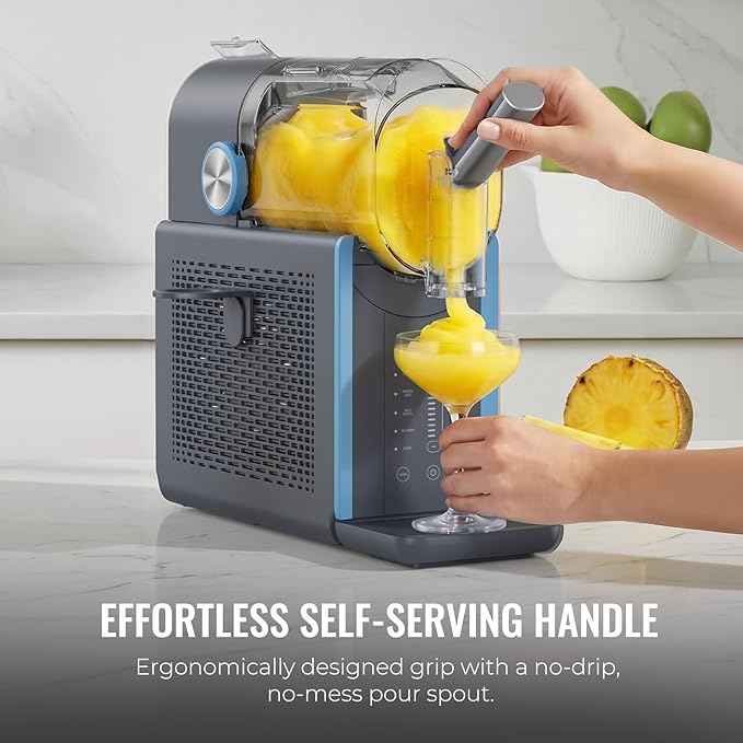 Slushie Machine for Home, 66oz Smart Frozen Drink Maker, 5 Programs & Clean Mode, No-Ice-Needed Slushy Maker for Margaritas, Smoothies, Milkshakes, Cocktails, and Soft Serve Ice Cream (Blue)