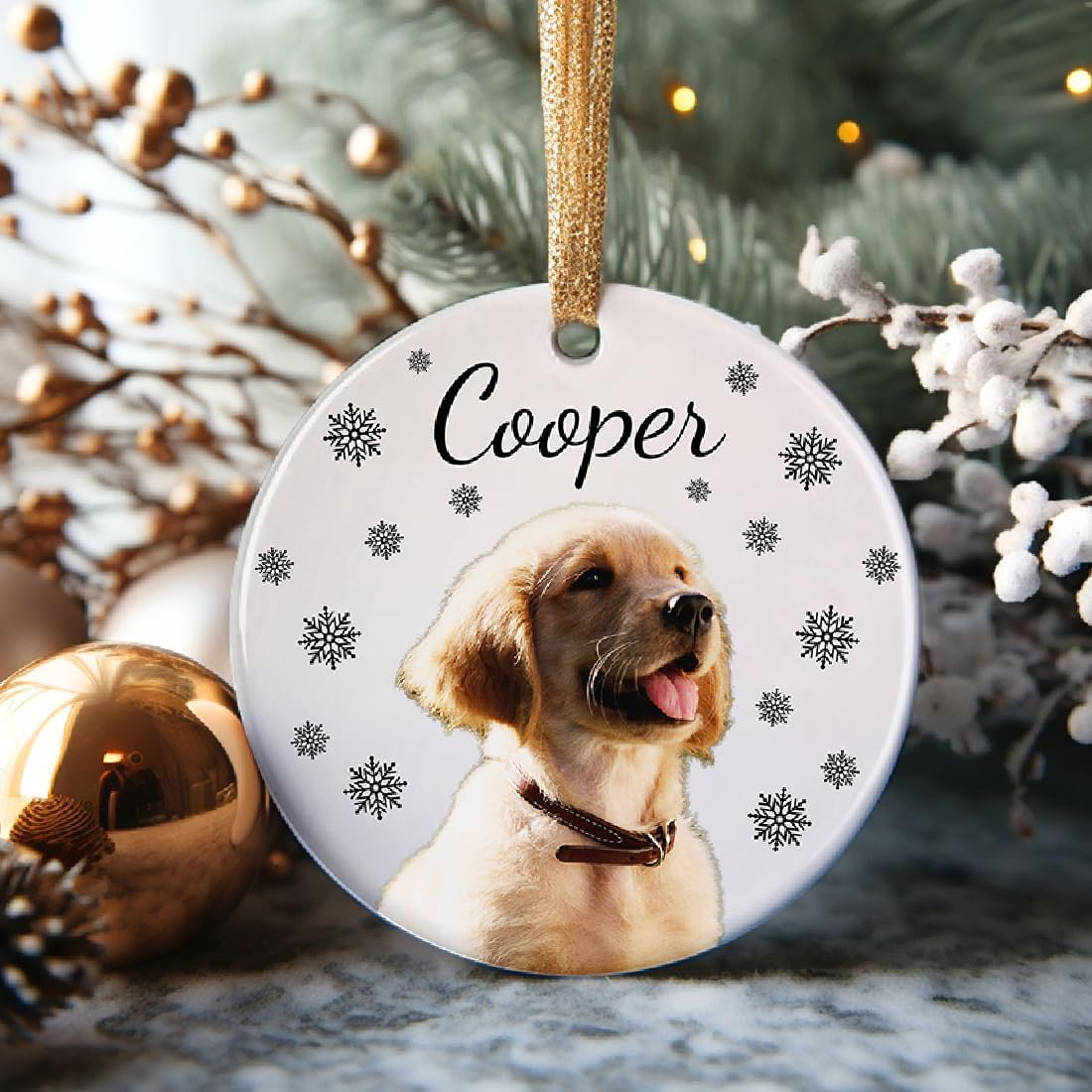 Personalized Dog Photo Ornament, Custom Pet Picture Ornament