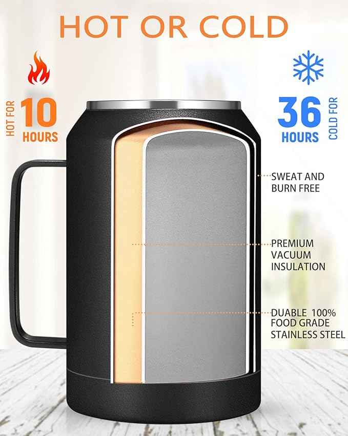 Zenbo 32 oz Mug Tumbler – Stainless Steel Vacuum Insulated Mug with Handle,Lid and Straw,Keeps Drinks Cold up to 36 Hours – Sweat-Proof Body, Dishwasher Safe