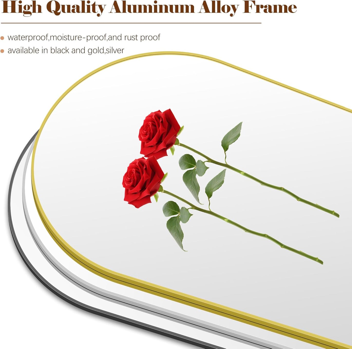 Arched Bathroom Mirror, 36"x48" Gold Arch Mirror for Bathroom, Wall Mounted Mirror, Gold Vanity Wall Mirror w/Metal Frame for Bedroom, Entryway, Living Room, Vertically Hanging or Leaning Against