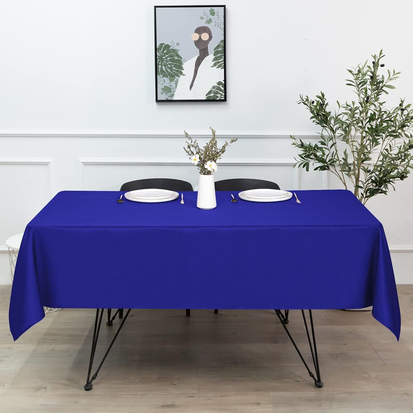 sancua Rectangle Tablecloth - 70 x 108 Inch - Stain and Wrinkle Resistant Washable Polyester Table Cloth, Decorative Fabric Table Cover for Dining Tables, Buffet Parties and Camping, Royal Blue