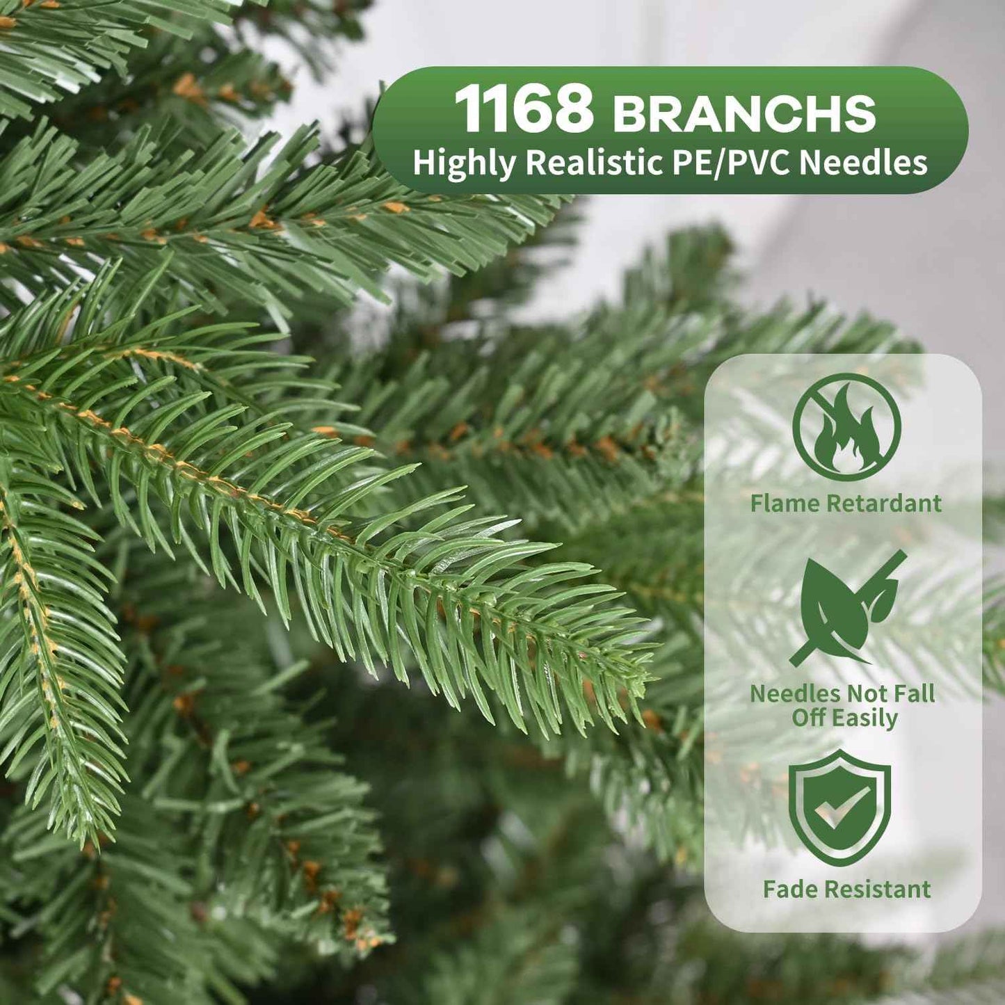 MAKEATREE 6ft Unlit Artificial Christmas Tree, Premium PE/PVC Tips, Hinged Xmas Tree for Outdoor & Indoor, Green