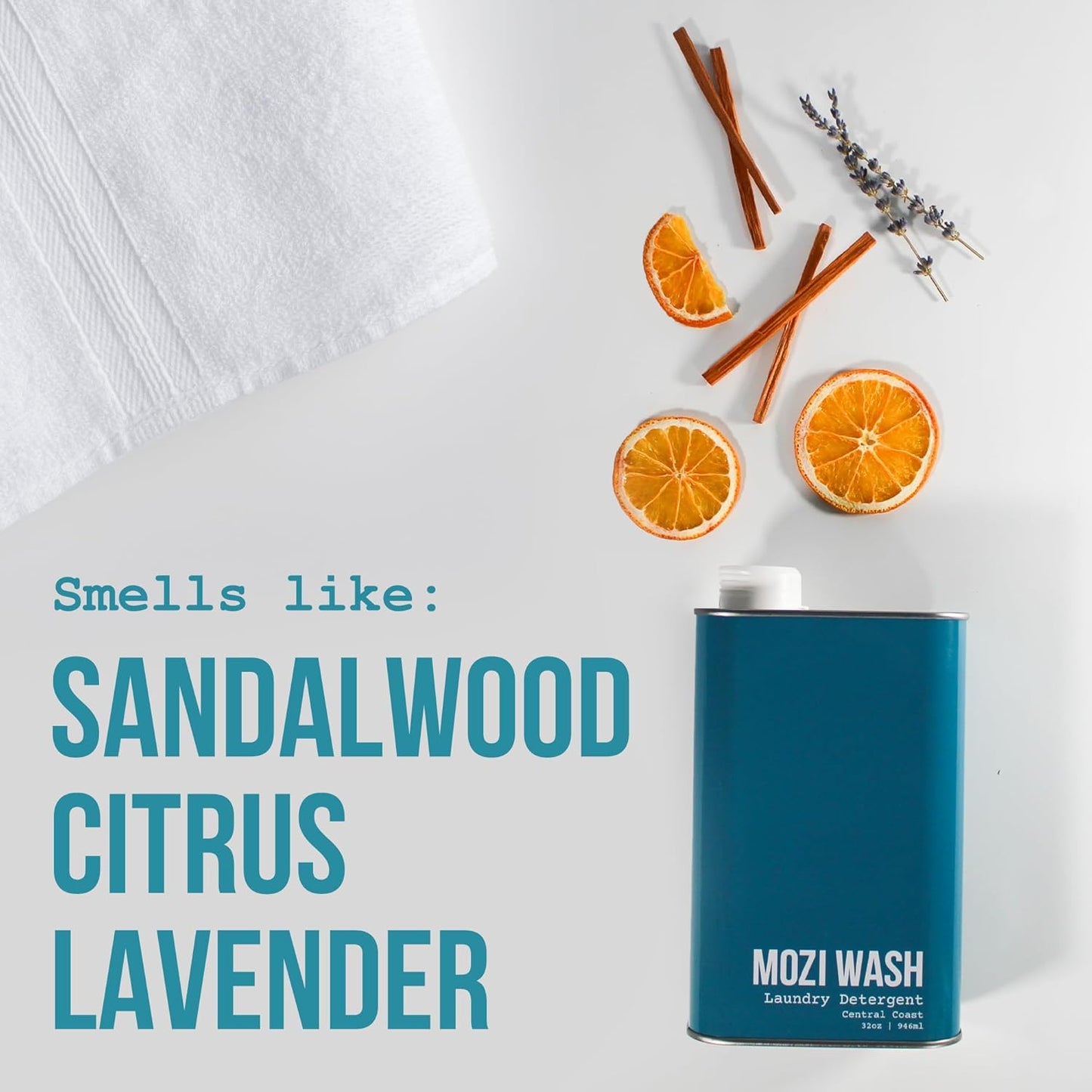 Laundry Detergent Liquid, Central Coast- Sandalwood & Lavender, 50+ Loads, Concentrated, Non toxic, Plant Based Enzyme Cleaners, Long Lasting Luxury Clean, Cologne Soap for Men, 32 oz