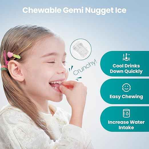 Gevi KNOVA Nugget Ice Maker Countertop, Fast 40lbs/24H Self-Cleaning Portable Sonic Pebble Ice Machine, Stainless Steel Sonic Ice Maker for Home Kitchen, Office,Gray