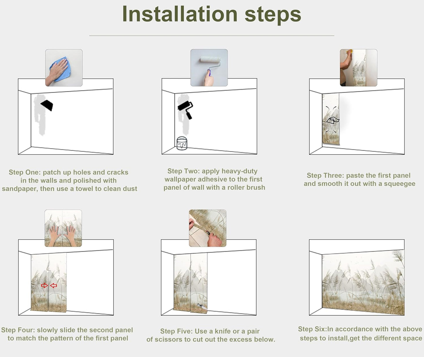 Reed Mountain Peak Wallpaper Lake Wall Mural for Bedroom Living Room (Not Peel n' Stick)