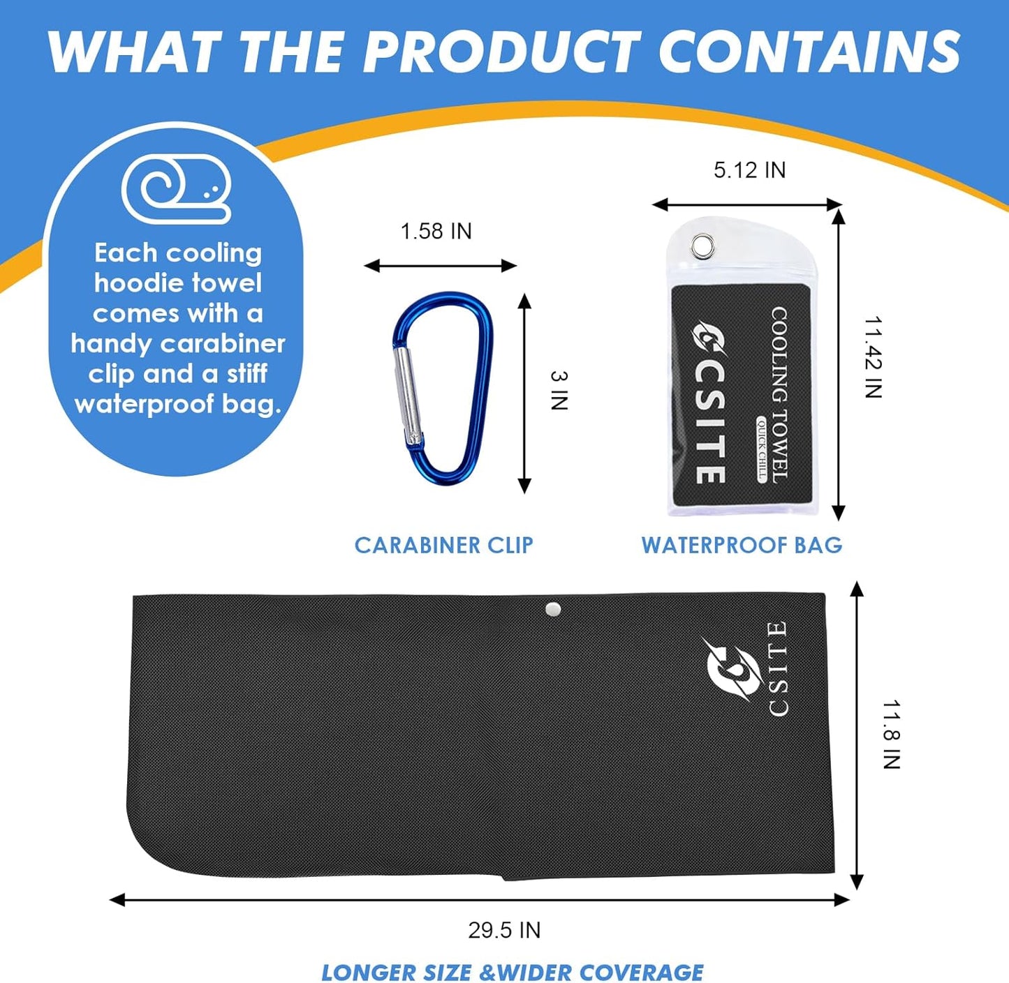 CSITE 4 Pack Cooling Hoodie Towels, Instant Cooling Towels for Neck and Face, UPF 50 Sun Protection, Ice Towel for Hot Weather, Head Towel for Sports, Camping, Cycling & More Activities