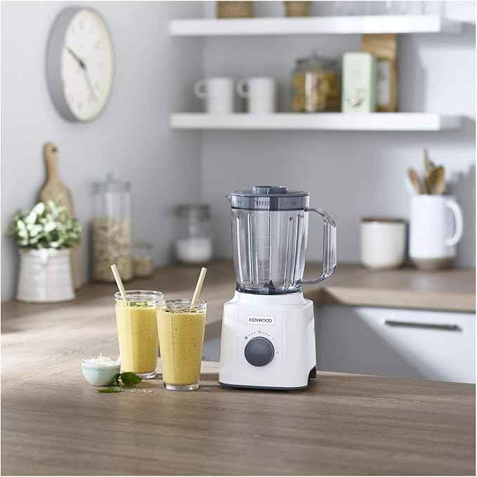 Kenwood BLP31.A0WH Blender, 1.6 L Krug, Steel Blades, 2 Speeds and Pulse, Non-Slip Feet, Equipped with Practical Handle, Power 350 W, Plastic, White and Grey