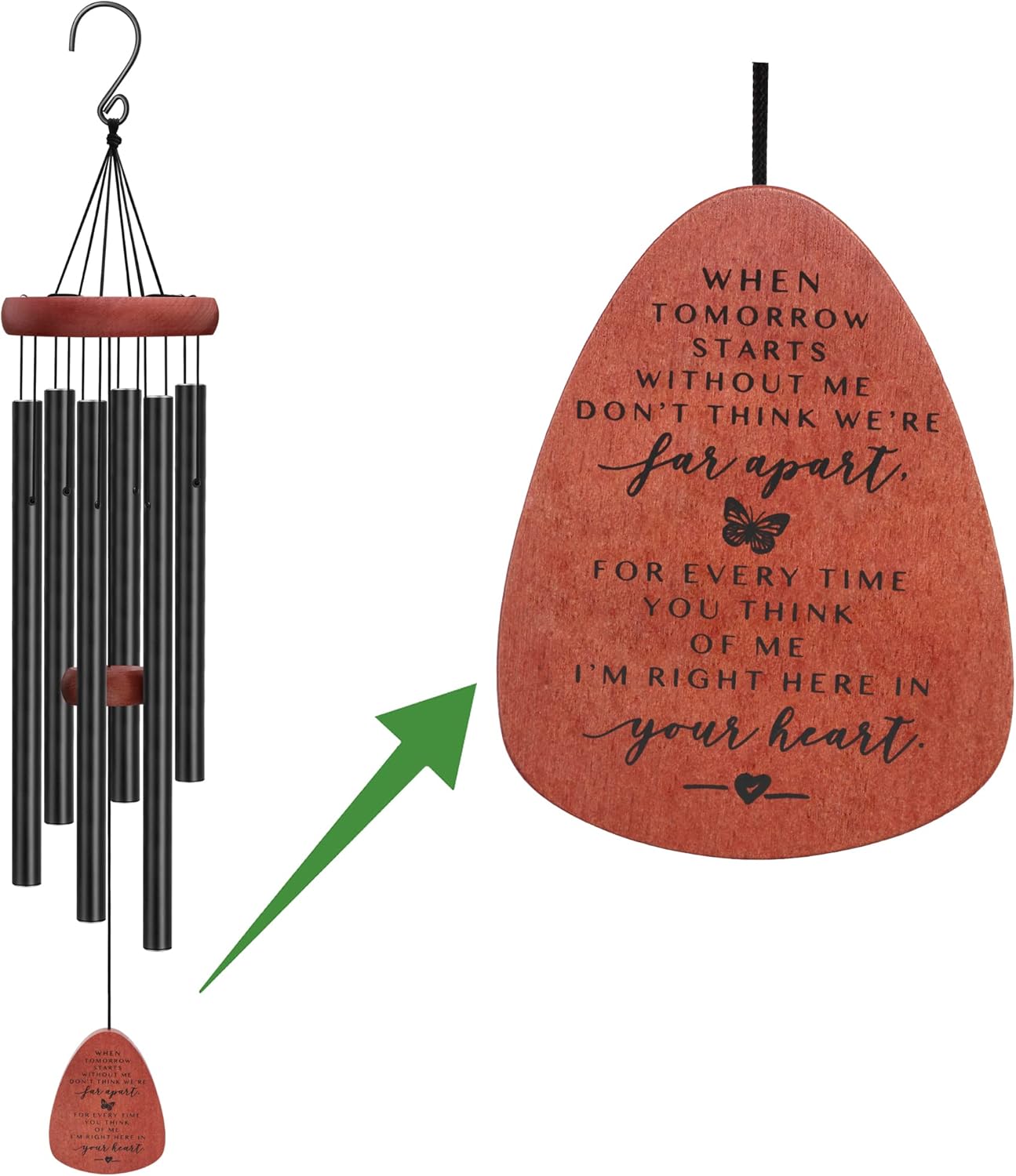 Memgift Memorial Wind Chimes for Outside – Sympathy Gift for Loss of Loved One, Outdoor Keepsake in Memory of Family, Garden Decor