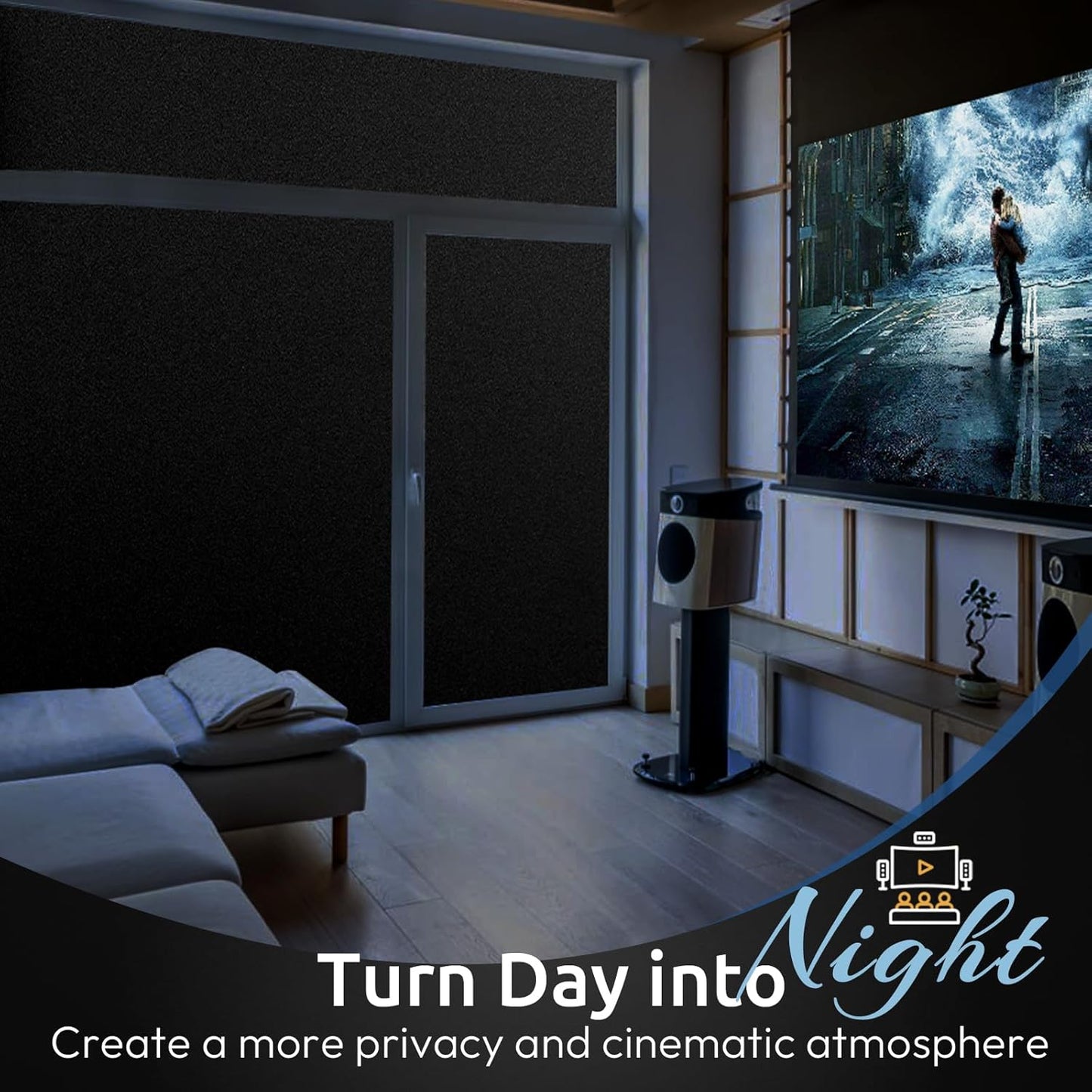 rabbitgoo Blackout Window Film, Sun Heat Blocking Privacy Cover for Glass, Removable Opaque Room Darkening Dark Black Out Window Covers Tint Shades for Home Day Sleep Light Blocker 17.5 x 157 Inches