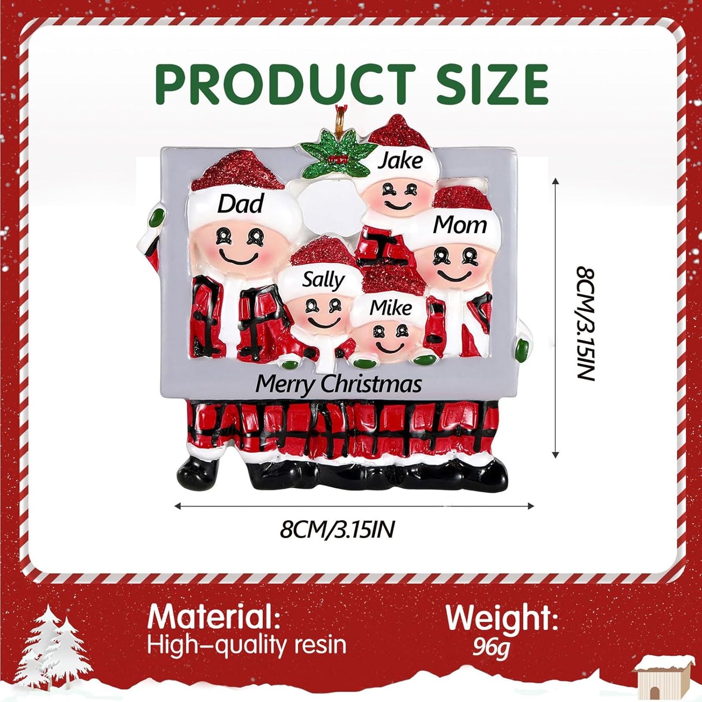 Personalized Christmas Ornaments 2025 Family of 2 Custom Christmas Ornament with Names Customized Ornaments for Xmas Tree,Handcrafted Christmas Decoration Gifts for Home Decor (Family of 4)