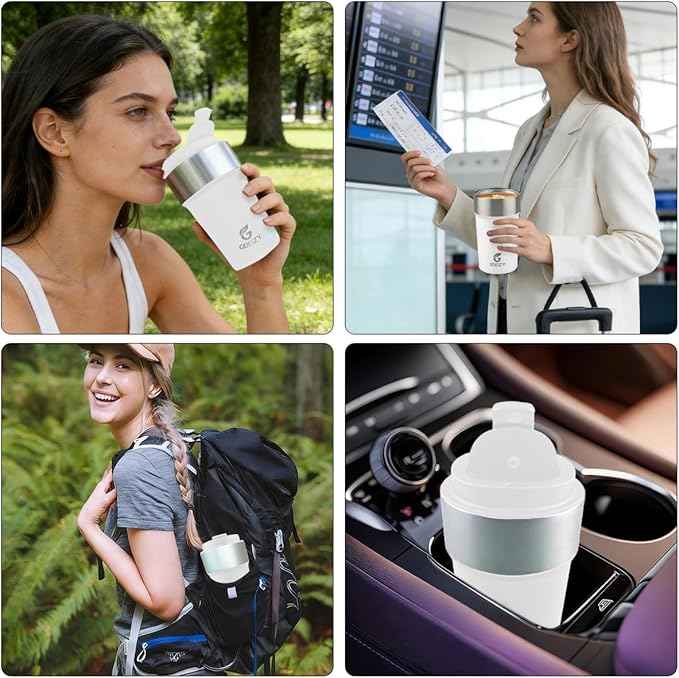 17oz Double Wall Stainless Steel Vacuum Insulated Travel Mug, Spill-Proof & Leak-Proof Coffee Mug, BPA-Free Reusable Coffee Cup for Hot & Cold Drinks, Black (White)