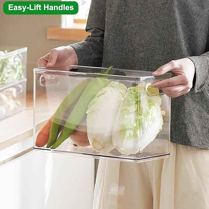 Taiuloo Clear Stackable Storage Drawers - 9.51 Quart Large Plastic Organizer Bins with Pull-Out Drawer, Kitchen Fridge, Bathroom Vanity & Pantry Cabinet Organization