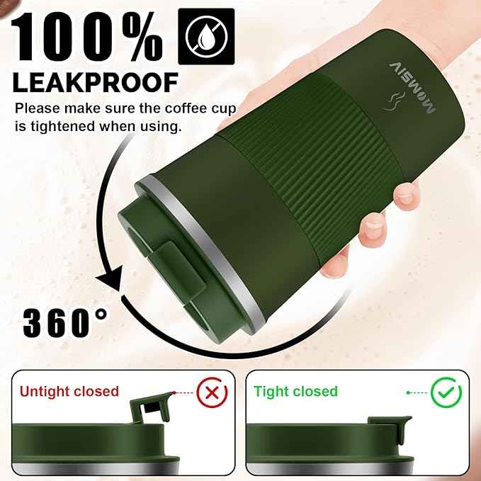 MOMSIV 17oz Travel Mug, Insulated Coffee Cup with Leakproof Lid, Vacuum Stainless Steel Double Walled Reusable Tumbler for Hot and Cold Water Coffee and Tea In Travel and Car