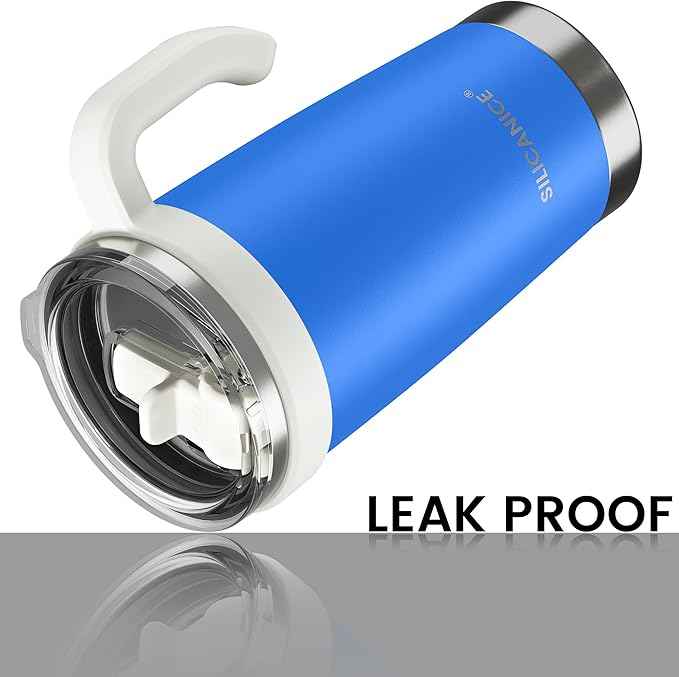 For Iced Coffee & Smoothies – Never Drink from a Moldy Lid Again: 20oz Hygienic Tumbler, 100% Leakproof Lid & Removable Foldable Spout. Reinforced Base, Fits Cup Holders - Blue