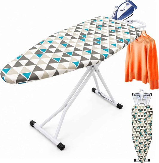 Extra Size Ironing Board with Built-in Hook, Iron Rest, 7 Adjustable Heights, 48" ×18" Large Size Iron Board with 4-Layer Heat Resistant Cover and Pad for Home Apartment Laundry, Gray