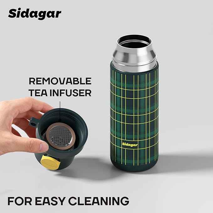 18 oz Insulated Water Bottle, Stainless Steel Travel Mug with Lid, Double Wall Vacuum Sports Water Bottle, BPA Free, Leak-Proof, Fits in Car Cup Holder, Great for Men Kid School, Green