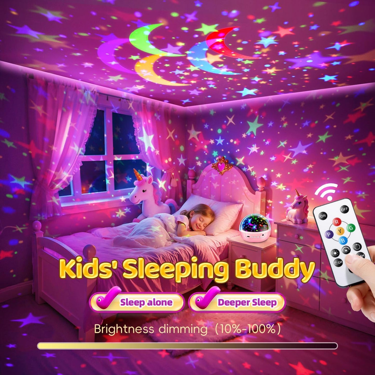 Girl Gifts & Toys, 【3 Film & 93 Colors】Kids Night Light Projector, Unicorn Toys+Princess Toys+Mermaid Toy+Night Light for Kids, 4 Year Old Girl Birthday Gifts, Juguetes para Niñas, Muñecas para Niñas