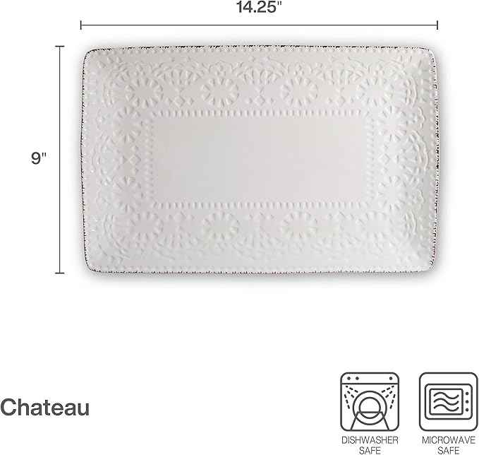 Pfaltzgraff Chateau Serve Platter, 14.25 Inch, Blue and White,Cream