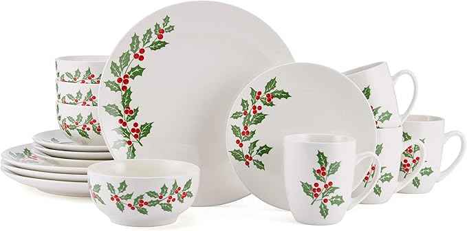 Studio Nova Holiday Cheer 16 Piece Dinnerware Set, Service for 4, Multicolor