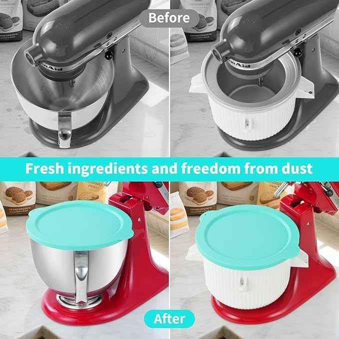 Silicone Lid Compatible with KitchenAid 2QT Ice Cream Mixing Bowl and 5QT Stainless Steel Bowl, Dishwasher Safe, Microwave Up to 200°C (392°F), Freezer Safe (Not Included)