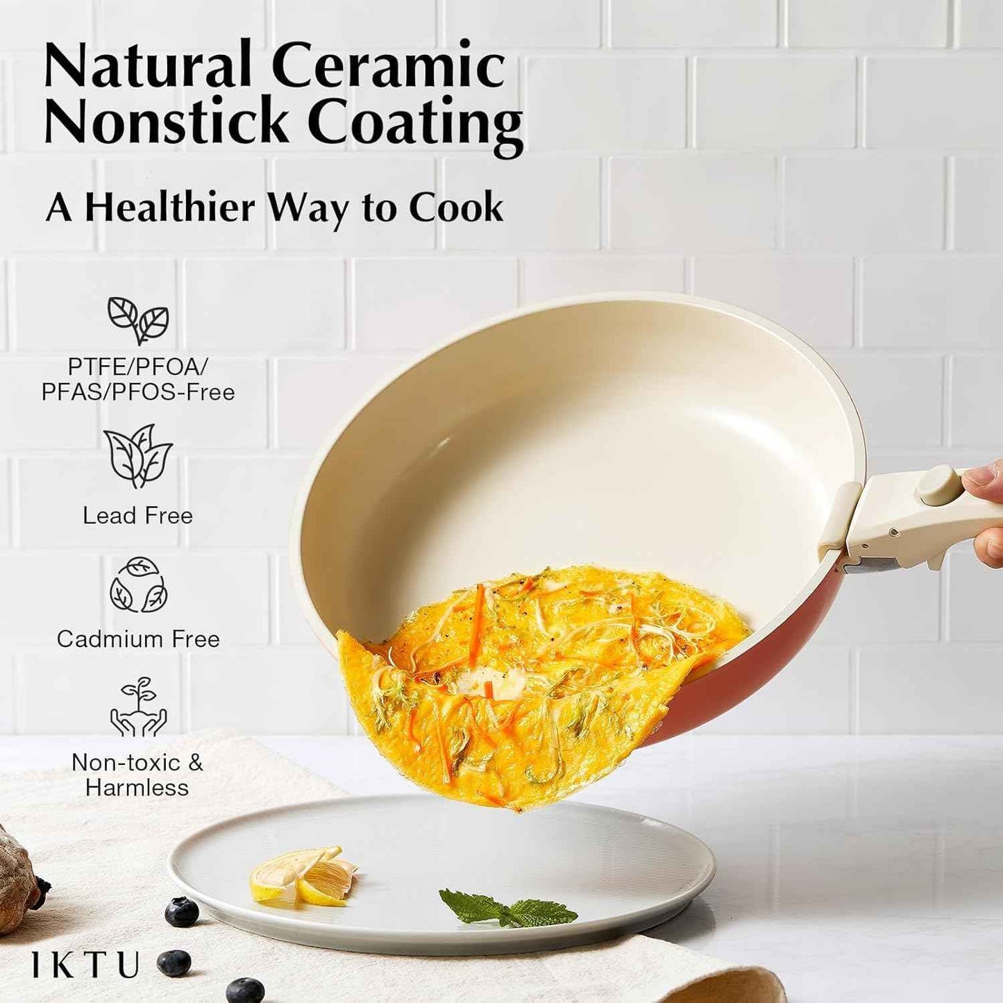 Ceramic Pots and Pans Set Non Stick, 7 Pcs Nonstick Cookware Set with Detachable Handle RV Camping Induction Kitchen Cookware Set Non Stick, PFAS PFOA & PTFE Free