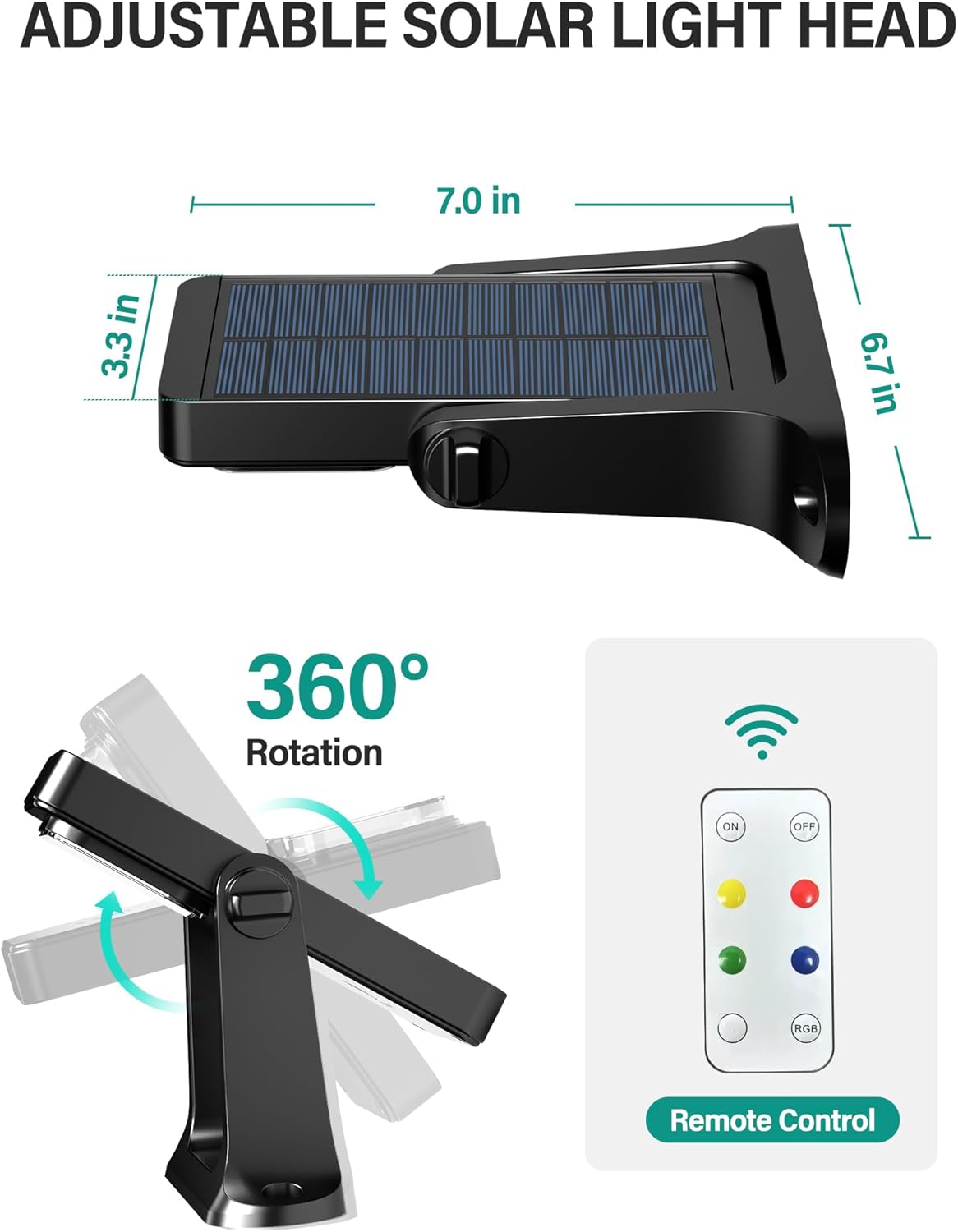 COXSENI Solar Wall Lights Outdoor with Remote Control, Long Lasting Battery, 6 Color Modes, Warm/Cool White, RGB, IP65 Waterproof 360° Adjustable Angle for Fence Porch Yard Deck Step, 2 Pack