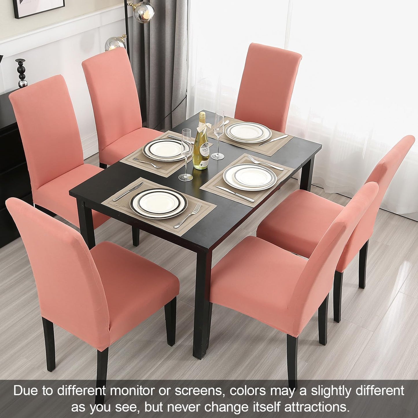 JQinHome Terra Cotta Chair Covers for Dining Room Set of 8, High Stretch Removable Washable Parsons Chair Slipcover for Home Party Hotel Wedding Ceremony (8PCS, Terra Cotta)