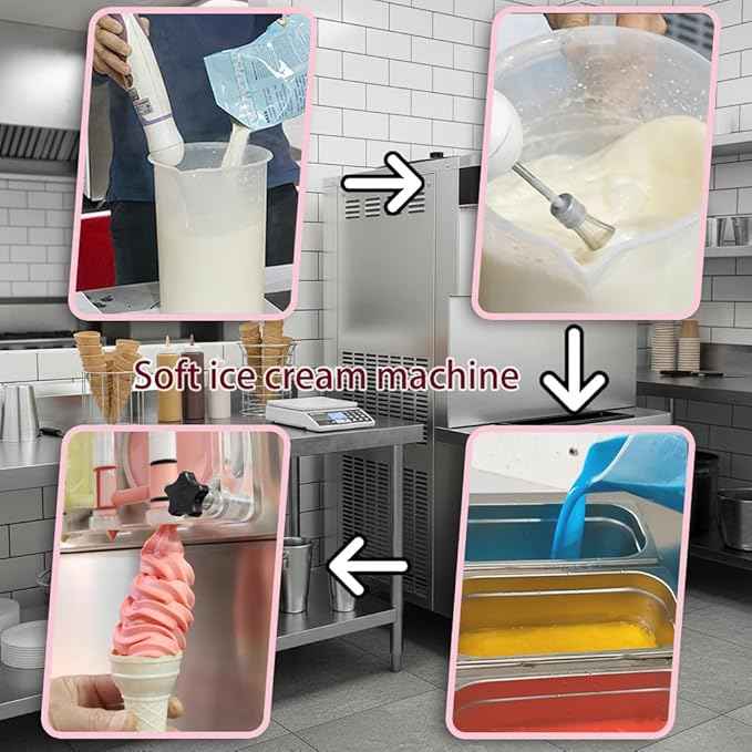 17 Gal/H Commercial Soft Ice Cream Machine,Heavy Duty 4+3 Mixed Flavors Frozen Yogurt Soft Serve Ice Cream Maker,3800W Serve Yogurt Maker,For Restaurant Snack Bar