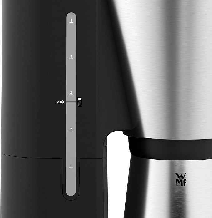 WMF KITCHENminis 0412260011 Aroma Filter Coffee Maker, Thermo-To-Go, Compact, Insulated Jug and Takeaway Mug, Cromargan High Quality, 760 W, Up to 5 Cups