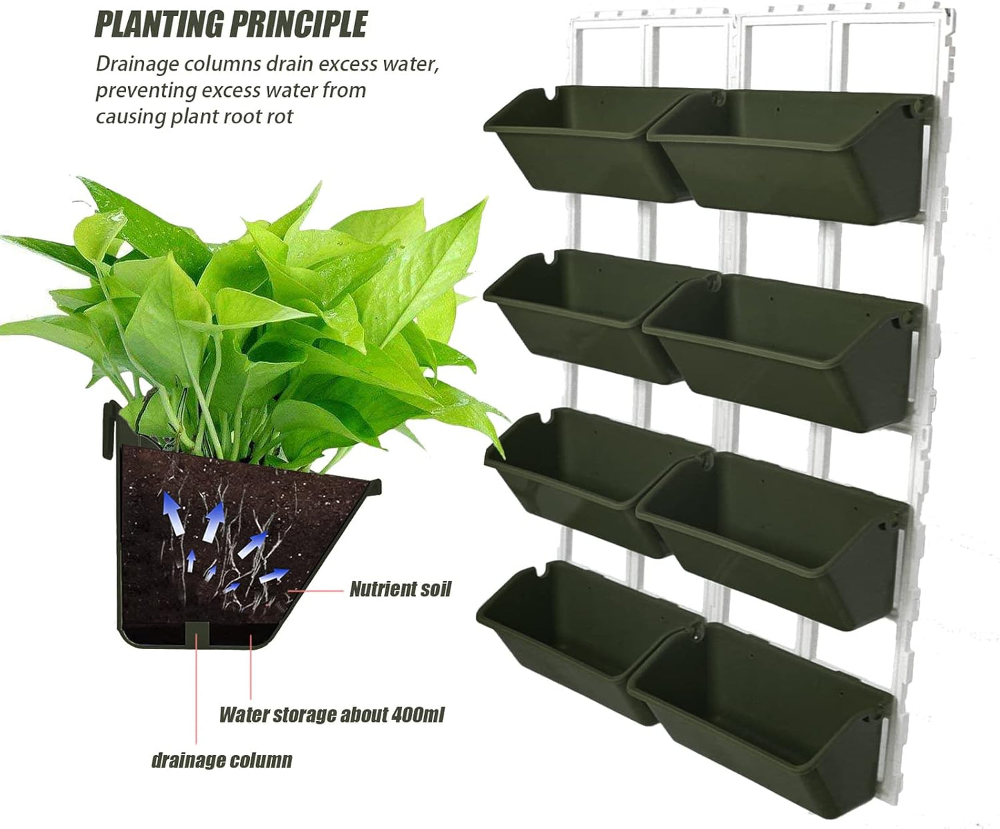 LOYALHEARTDY Vertical Garden Wall Planter Wall Mounted Planter 4-Tier Vertical Garden Planters for Growing Strawberries, Flowers, Vegetables, Herbs Indoor/Outdoor Decoration (Army Green)