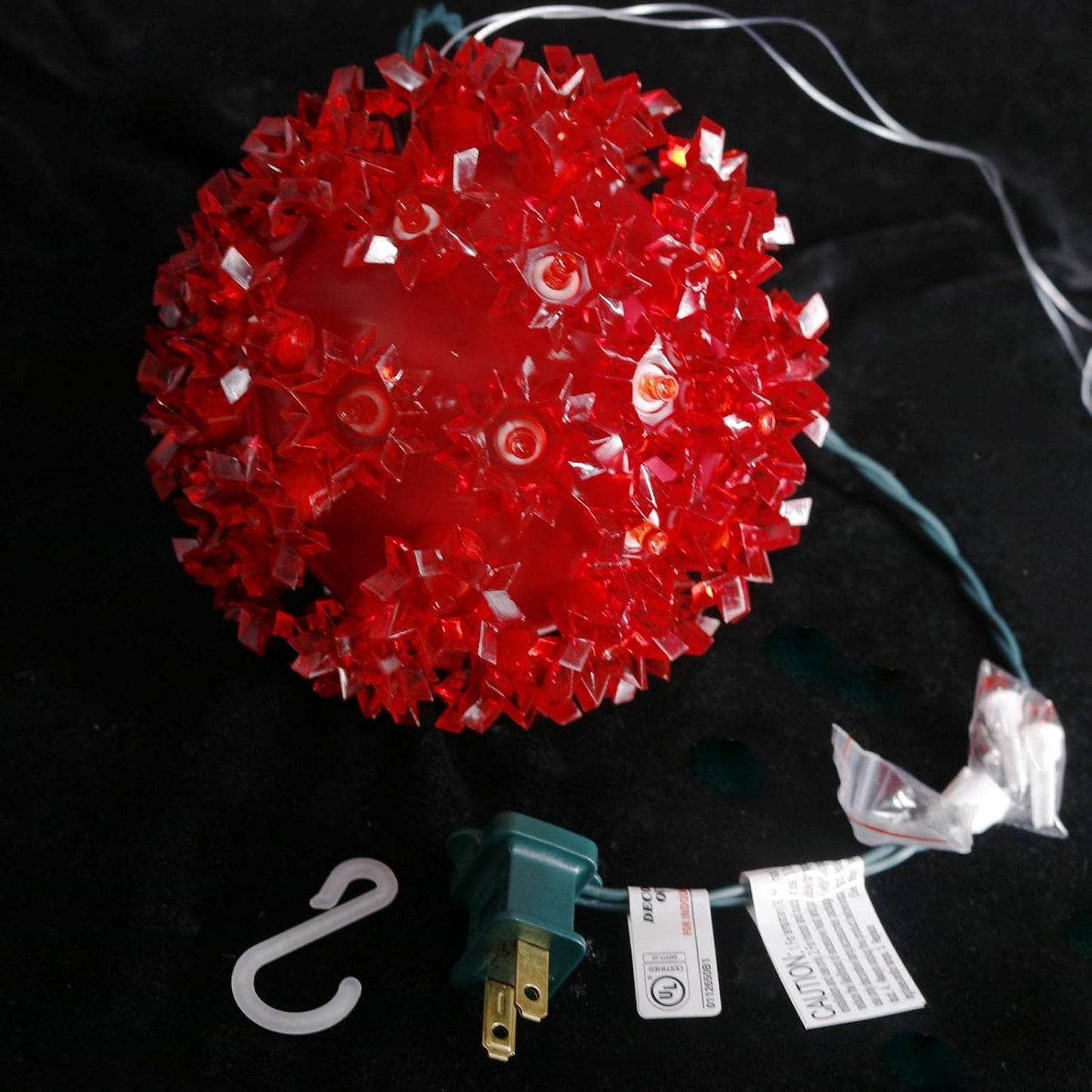 Christmas Lighted Ball 5.5" Outdoor Hanging Sphere Lights Orb 50 LED Red Starlight Sphere for Tree, Porch, Gazebo, Bedroom Decorations