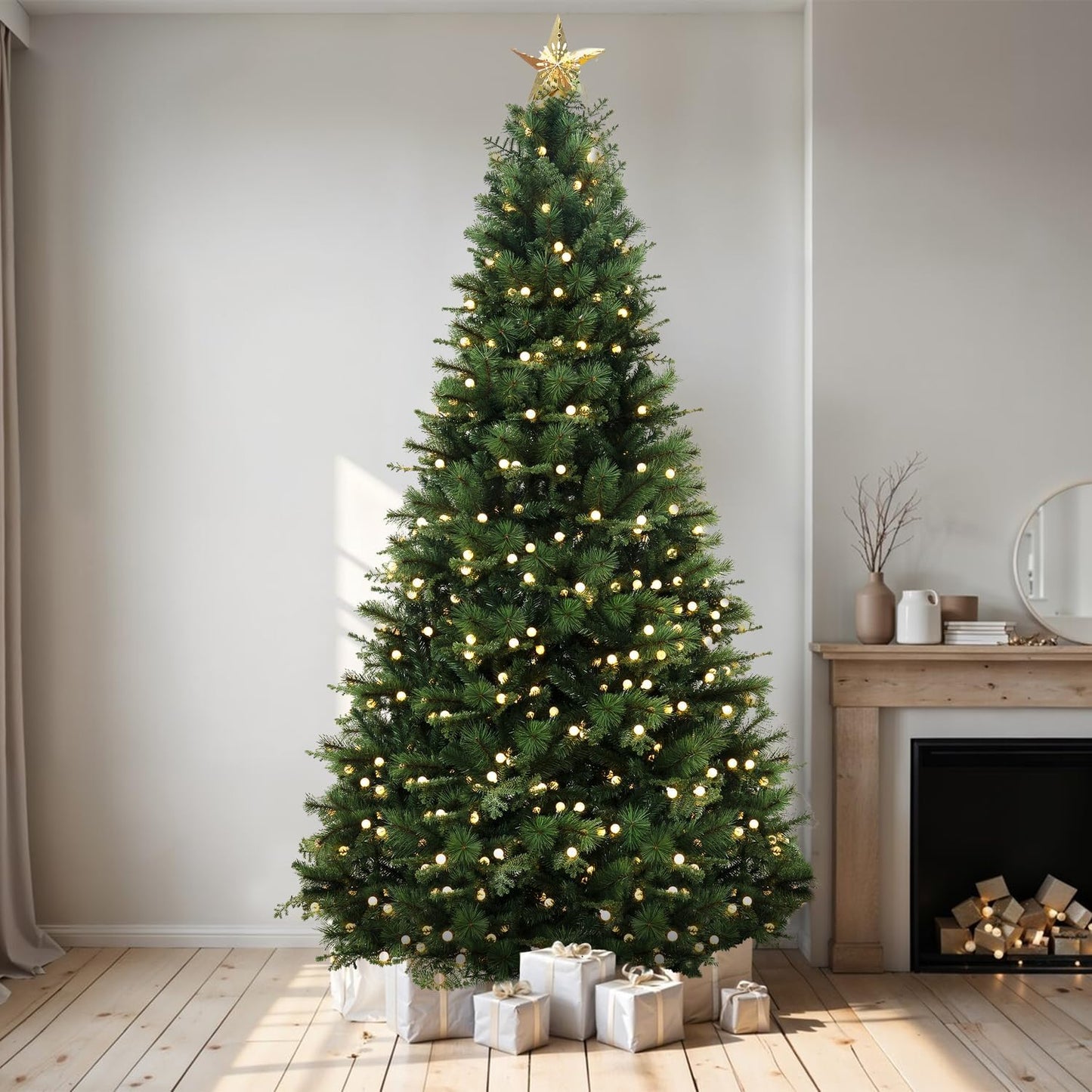 Naomi Home Evangeline Traditional Christmas Tree - Standard Metal Base Green/9ft