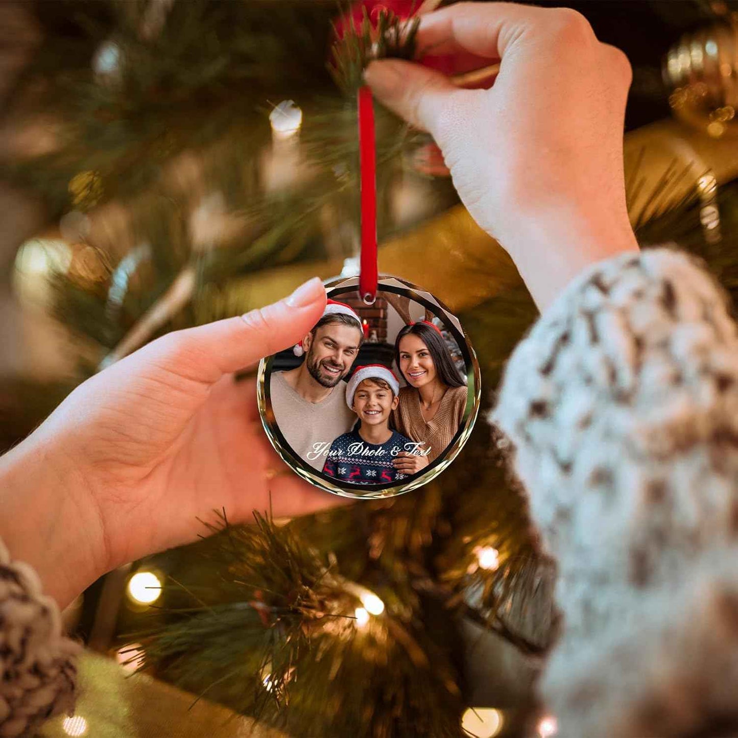 Personalized Christmas Ornaments,Custom Christmas Ornament,Custom Photo Text Glass Christmas Ornament,2025,Customized Christmas Ornaments,Gifts for Family Kids Couple Friends