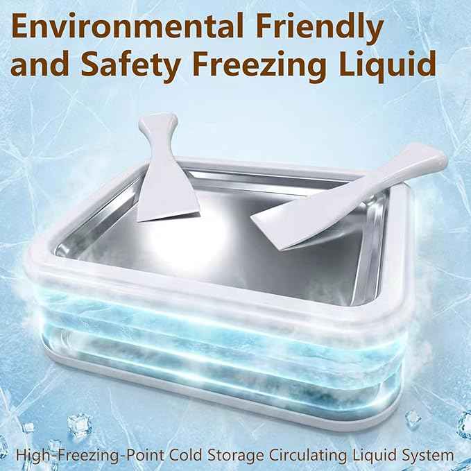 Rolled Ice Cream Maker Kit 2026 Upgraded-【Italy-SOAR-SUS-304】 Stainless Steel- DIY Rolled Ice Cream Tray 【Upgraded High-Freezing Refrigeration】 with 2 Scrapers -Large