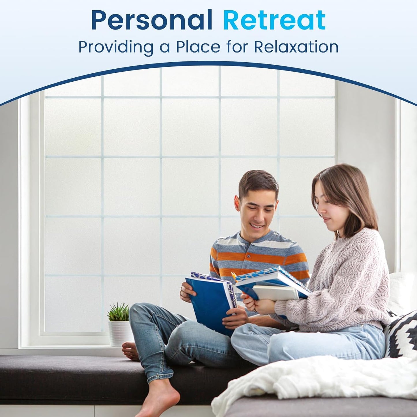 DOWELL Window Privacy Film, Frosted Glass Window Film, Static Cling Non-Adhesive Glass Clings, Sun Blocking Opaque Door Coverings, Reusable Door Sticker for Bathroom Home Office, White, 17.5" x 118.1"