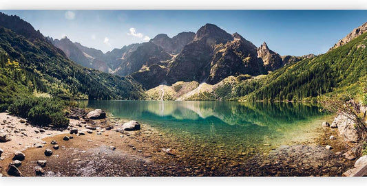 artgeist Wall Mural Landscape 216x98 in - XXL Non-Woven Corner Wallpaper Fleece Angle Wall Decor Photo Print Picture Image Design Modern Lake Mountains Forest c-B-0470-a-a