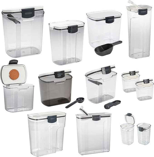 Progressive ProKeeper Baker's Airtight Kitchen Storage Canister Container Set for Flour, Sugar & More, Keeps Ingredients Fresh, with Accessories (Multicolor, 13- Piece)