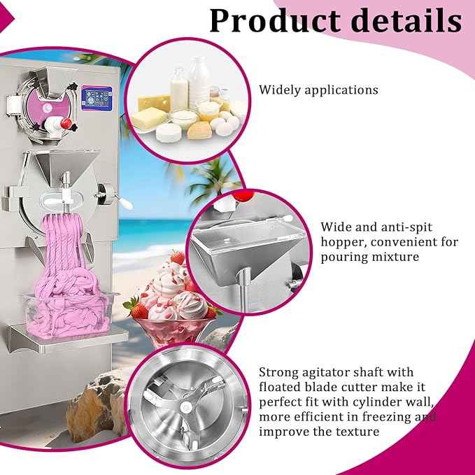 Kolice Commercial 220V Hard Ice Cream Machine, Italian Water Ice Cream Machine with Pasteurizer, Pasterizer with Freezing, Heating, Pasterized and Cooling Function,Output 9-11 Gal per Hour
