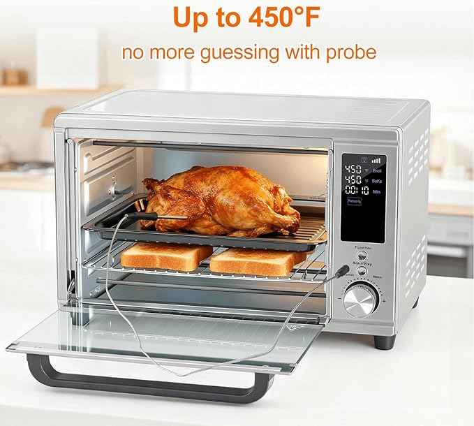 OLIXIS Air Fryer Toaster Oven Combo Dual Door, 29.6QT Oven Countertop 12 Functions in 1, 7 Accessories Included, Stainless, Up to 450°F