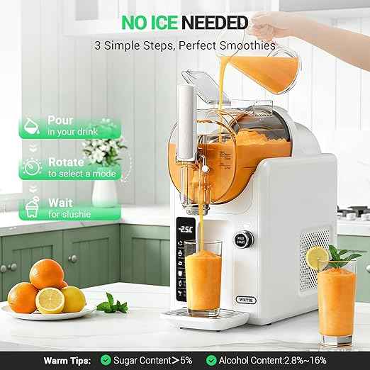 WETIE Slushie Machine, 82oz Slushy Machine for Home with Adjustable Temperature, LED Display, 6 Presets Frozen Drink Maker for Ice Cream, Smoothie, Frappés, Margarita, Milkshake, Auto-Clean